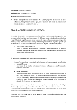 Miniatura del documento Tema 5 (La Asistencia Jurídica Gratuita) - Derecho Procesal I.pdf