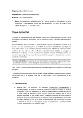 Miniatura del documento Tema 6 (El Proceso) - Derecho Procesal I.pdf