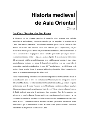 Miniatura del documento Historia medieval CHINA - 7.- Las 5 dinastías y los 10 reinos.pdf