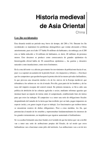 Miniatura del documento Historia medieval CHINA - 3.- Los Jin Occidentales.pdf