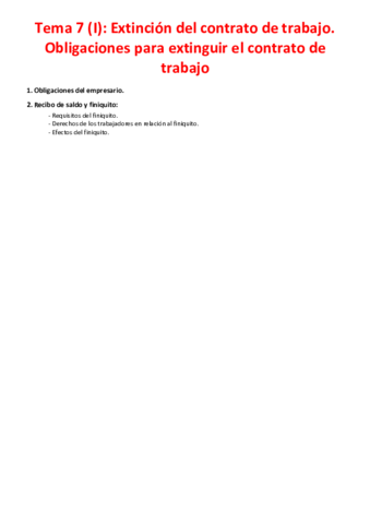 Miniatura del documento Tema 7 (I) - Extinción del contrato de trabajo. Obligaciones documentales para extinguir el contrato de trabajo.pdf