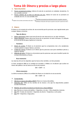 Miniatura del documento Tema 10 - Dinero y precios a largo plazo.pdf