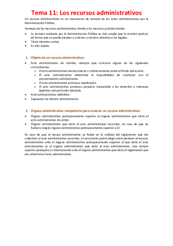 Miniatura del documento Tema 11 - Los recursos administrativos.pdf