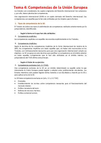 Miniatura del documento Tema 4 - Competencias de la Unión Europea.pdf