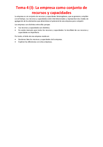 Miniatura del documento Tema 4 (I) - La empresa como conjunto de recursos y capacidades.pdf