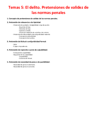 Miniatura del documento Tema 5 - El delito. Pretensiones de validez de las normas penales.pdf