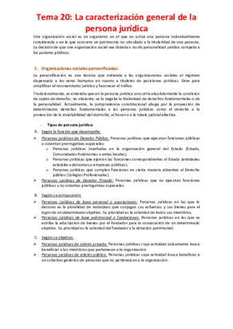 Miniatura del documento Tema 20 - La caracterización general de la persona jurídica.pdf
