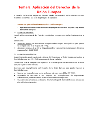 Miniatura del documento Tema 8 - Aplicación del Derecho de la Unión Europea.pdf
