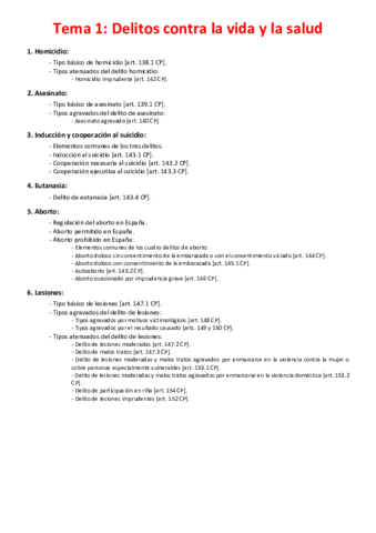 Miniatura del documento Tema 1 - Delitos contra la vida y la salud.pdf