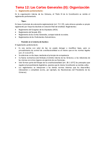 Miniatura del documento Tema 12 - Las Cortes Generales (II). Organización.pdf