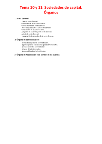 Miniatura del documento Tema 10 y 11 - Sociedades de capital. Órganos.pdf