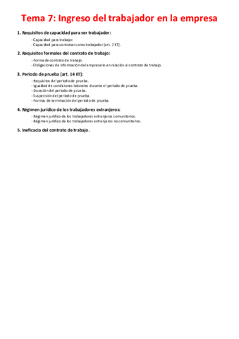 Miniatura del documento Tema 7 - Ingreso del trabajador en la empresa.pdf