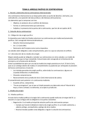 Miniatura del documento Tema 8 - Arreglo pacifico de controversias.pdf