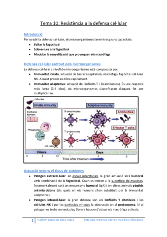 Miniatura del documento Tema 10 Resistència a la defensa cel·lular.pdf