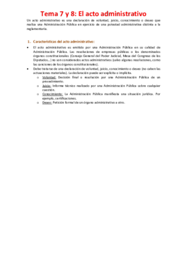 Miniatura del documento Tema 7 y 8 - El acto administrativo.pdf