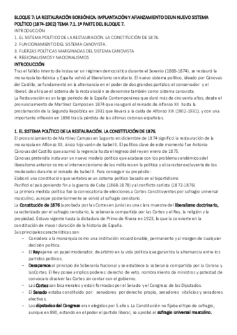 Miniatura del documento HISTORIA-DE-ESPANA-Bloque-BLOQUE-7-LA-RESTAURACION-BORBONICA-IMPLANTACION-Y-AFIANZAMIENTO-DE-UN-NUEVO-SISTEMA-POLITICO-1874-1902.pdf