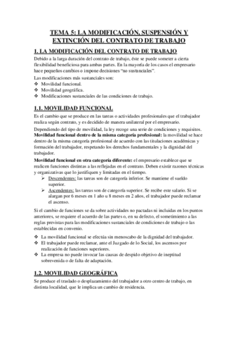 Miniatura del documento TEMA 5 - LA MODIFICACIÓN, SUSPENSIÓN Y EXTINCIÓN DEL CONTRATO DE TRABAJO.pdf