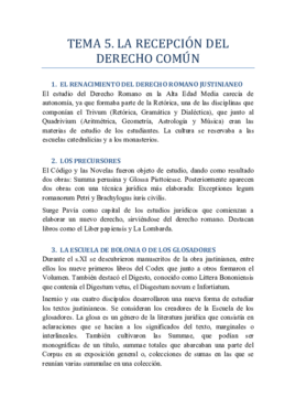 Miniatura del documento TEMA 5 LA RECEPCIÓN DEL DERECHO COMÚN.pdf