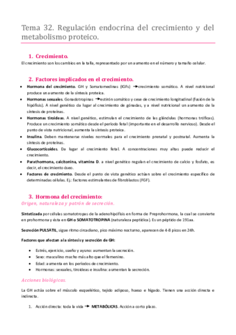 Miniatura del documento TEMA 32. SISTEMA ENDOCRINO. REGULACIÓN ENDOCRINA DEL CRECIMIENTO Y DEL METABOLISMO PROTEICO.pdf
