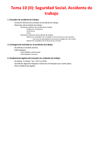 Miniatura del documento Tema 10 (II) - Seguridad Social. Accidente de trabajo.pdf