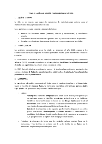 Miniatura del documento Biología Tema 2. La célula- unidad fundamental de la vida (2).pdf