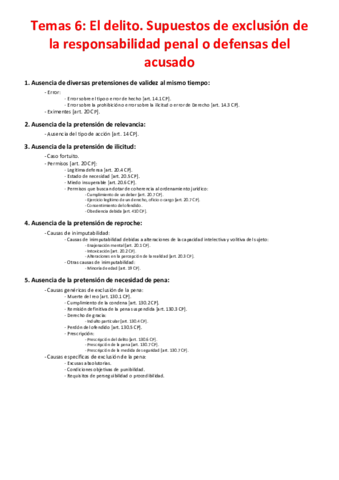 Miniatura del documento Tema 6 - El delito. Supuestos de exclusión de la responsabilidad penal.pdf