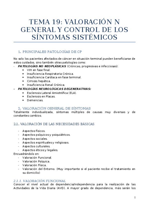 Miniatura del documento Tema 19 - Valoración General y Control de los Síntomas Sistémicos.docx