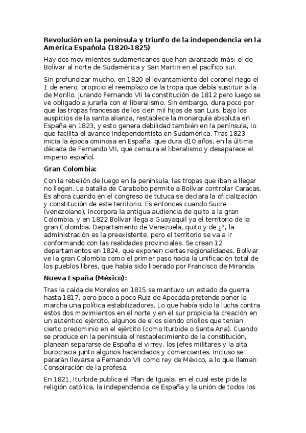 Miniatura del documento Revolución en la península y triunfo de la independencia en la América Española.docx