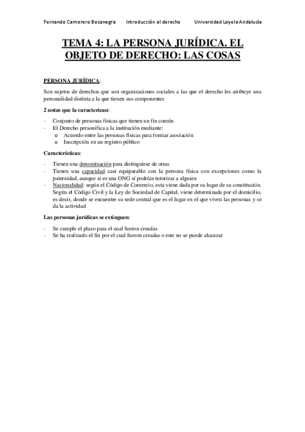 Miniatura del documento TEMA 4 - LA PERSONA JURÍDICA. EL OBJETO DE DERECHO- LAS COSAS.pdf
