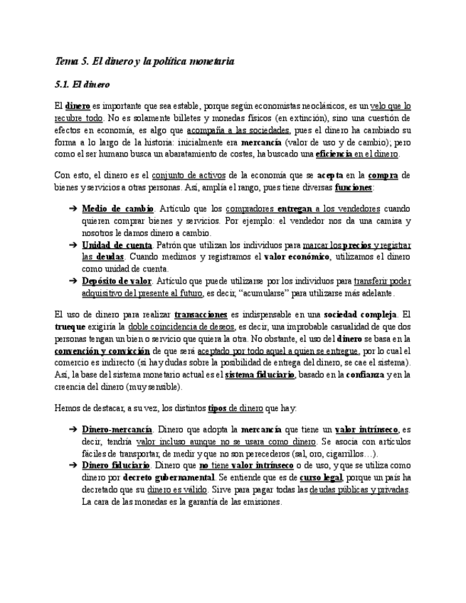 Miniatura del documento Tema 5 - El dinero y la política monetaria.pdf
