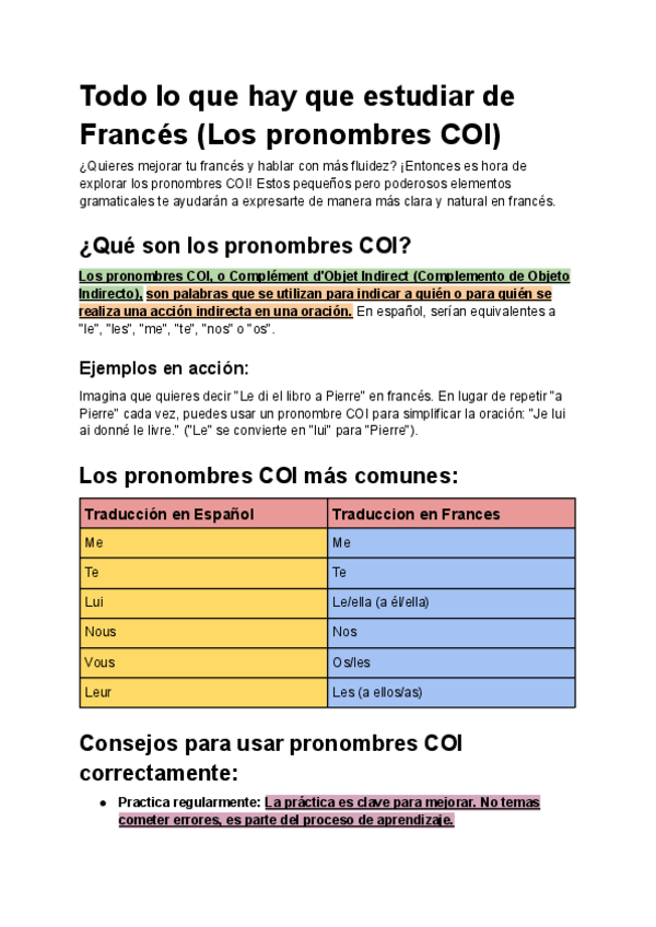 Miniatura del documento Todo-lo-que-hay-que-estudiar-de-Frances-Los-pronombres-COI.pdf