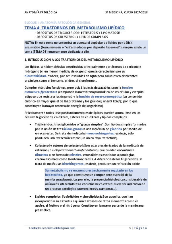Miniatura del documento TEMA 04 - TRASTORNOS DEL METABOLISMO LIPÍDICO.pdf