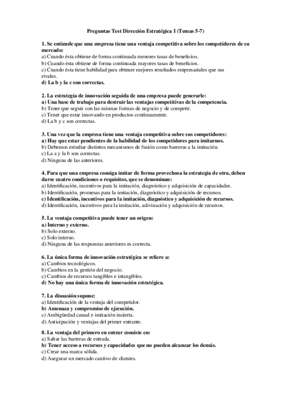 Miniatura del documento Preguntas Test Dirección Estratégica I.docx