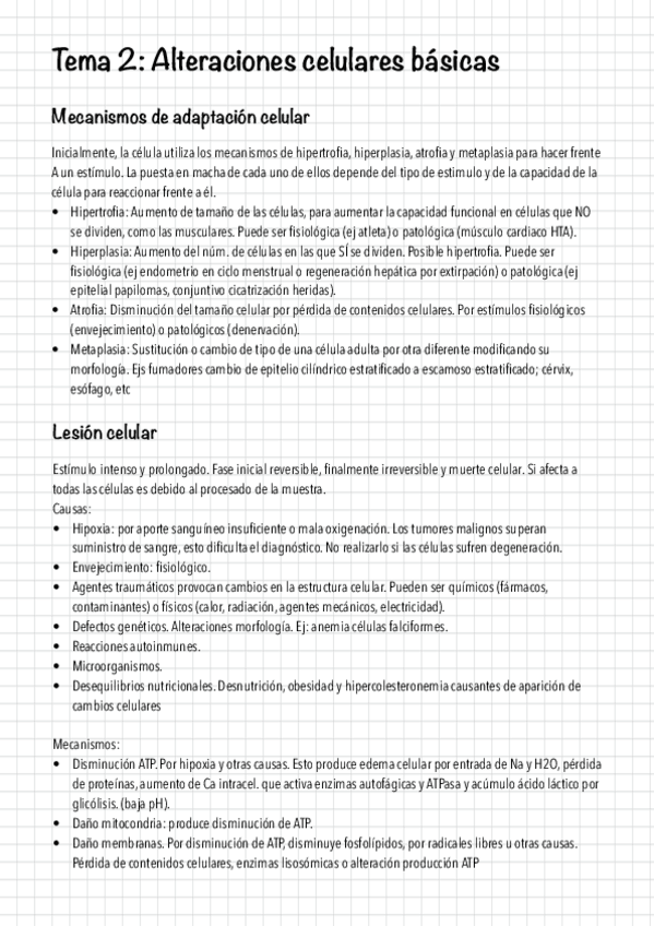 Miniatura del documento Tema 2. Alteraciones celulares básicas..pdf