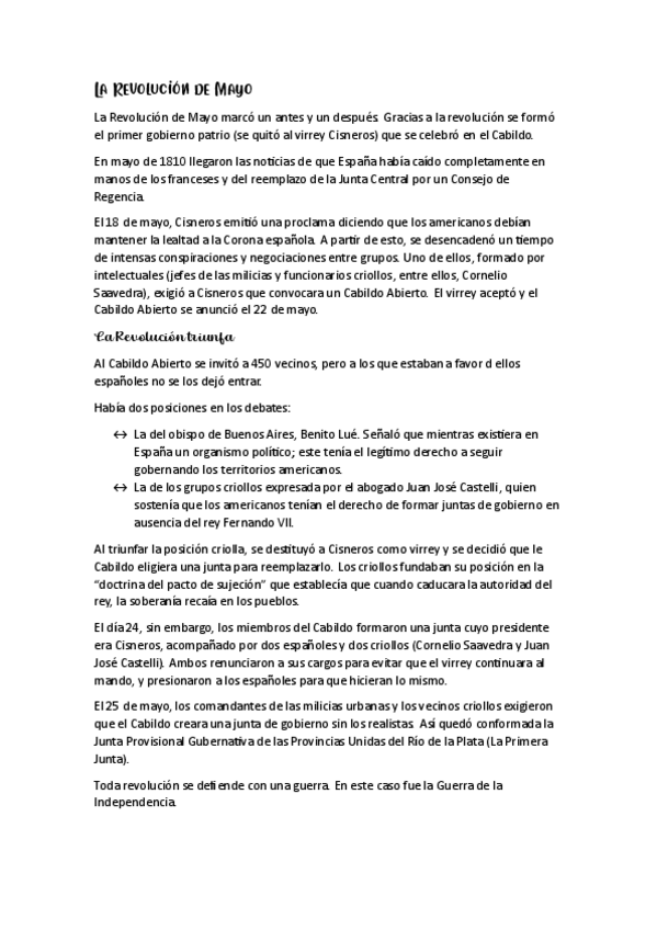 Miniatura del documento Revolución de Mayo, guerras de independencia, etc..pdf