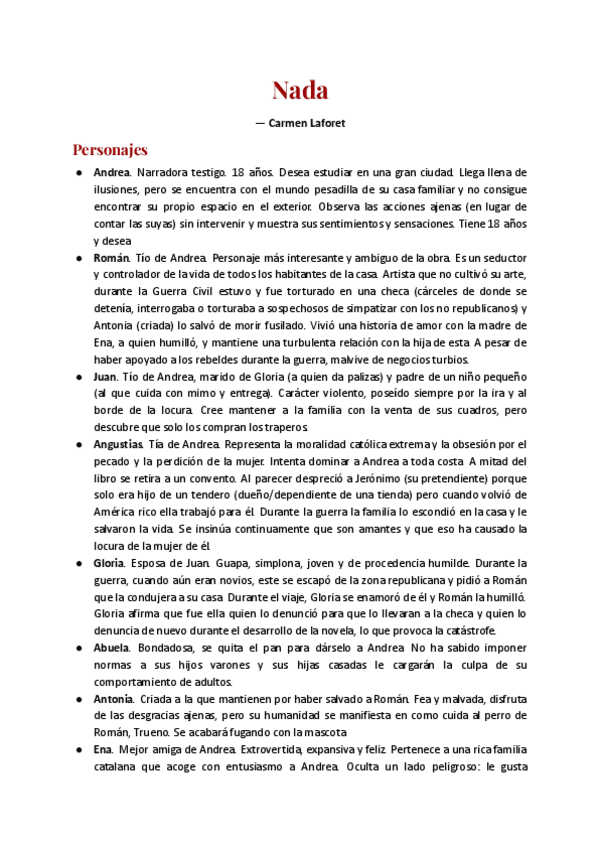 Miniatura del documento Castellano | Nada (personajes, preguntas PAU, simbología...).pdf
