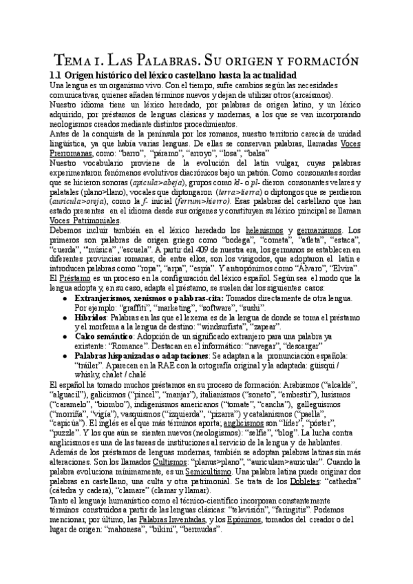 Miniatura del documento Tema 1. Las Palabras. Origen y Formación.pdf