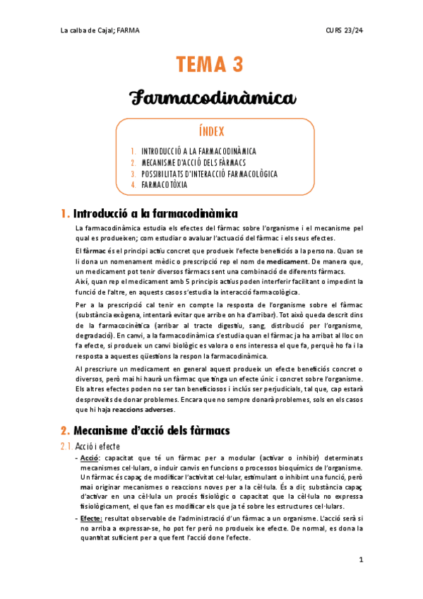 Miniatura del documento TEMA 3. Farmacodinàmica. La calba de Cajal; curs 23-24.pdf