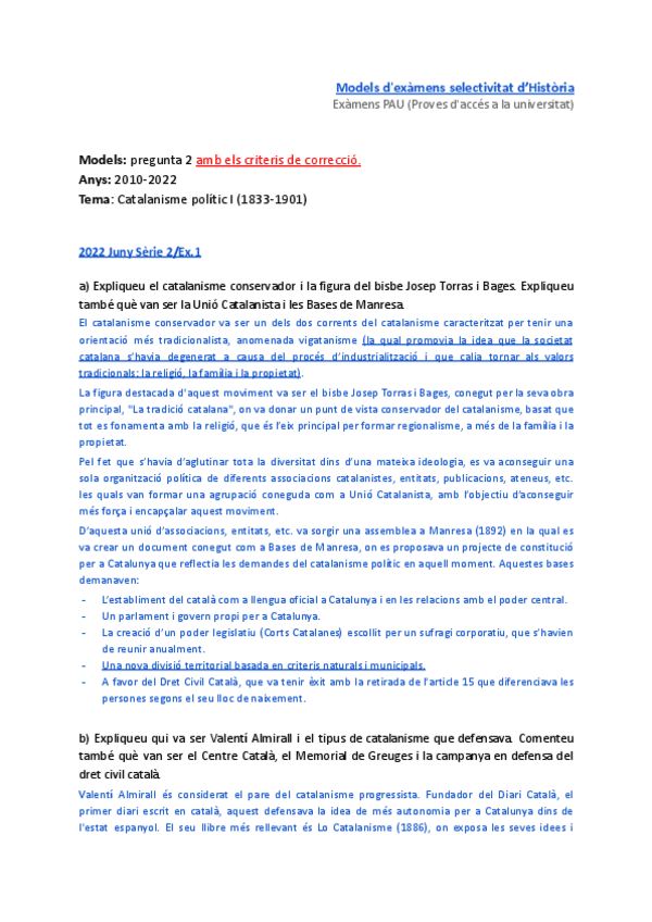 Miniatura del documento Història d'Espanya | Catalanisme - Preguntes PAU.pdf