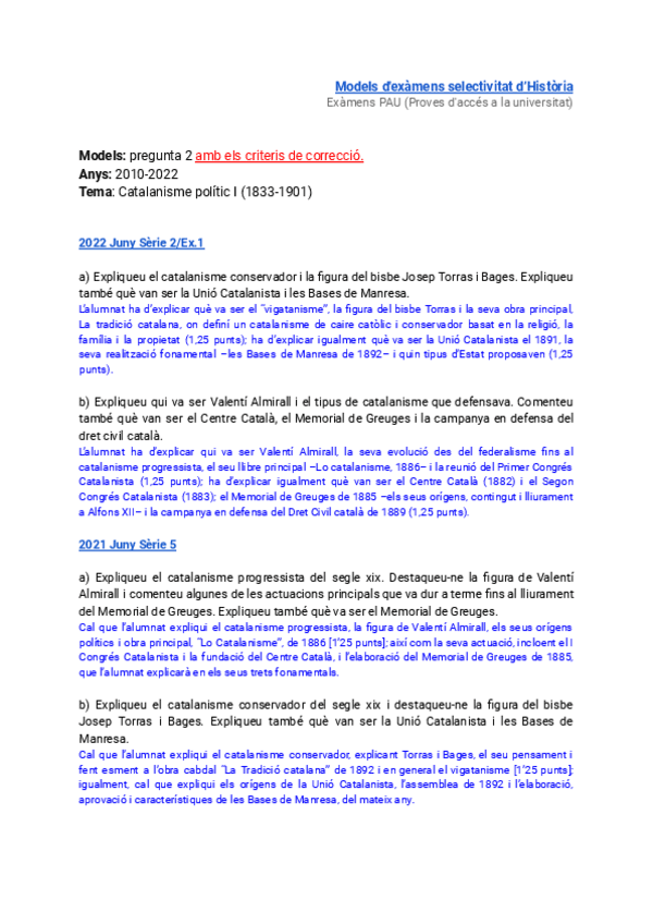 Miniatura del documento Història d'Espanya | Catalanisme - Preguntes PAU.pdf