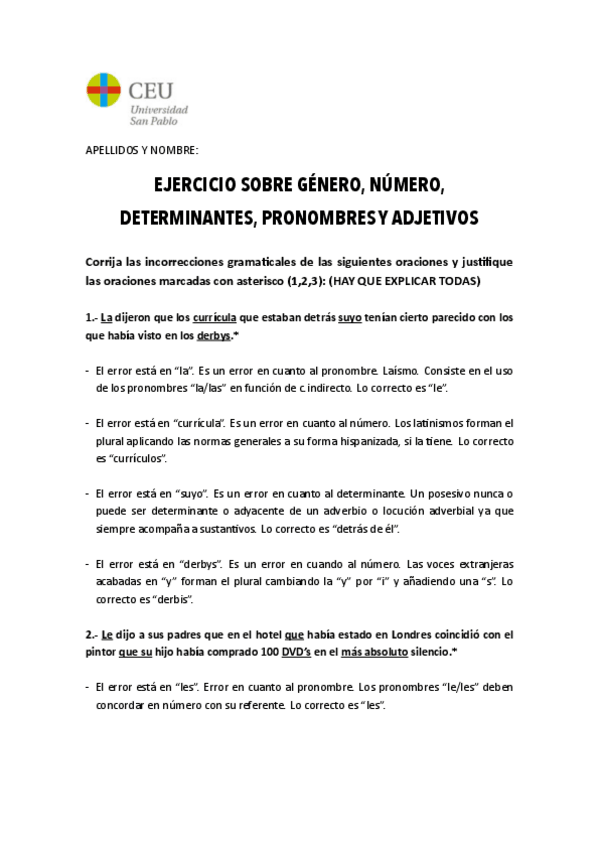 Miniatura del documento Prueba Examen #2 (Género + Número + Determinantes + Pronombre + Adjetivos).pdf