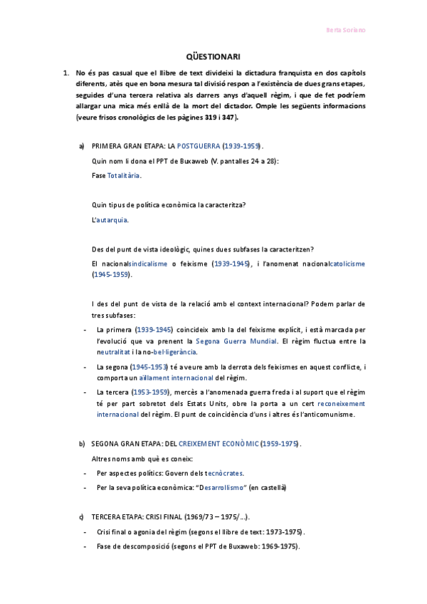 Miniatura del documento Història d'Espanya | El Franquisme (qüestionari).pdf