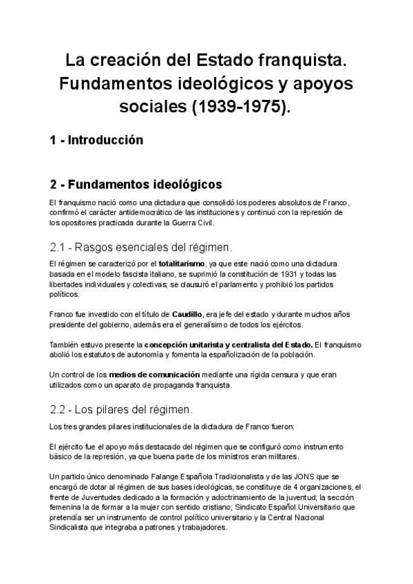 Miniatura del documento La creación del Estado franquista. Fundamentos ideológicos y apoyos sociales (1939-1975) - Andalucía 2 Bach.pdf