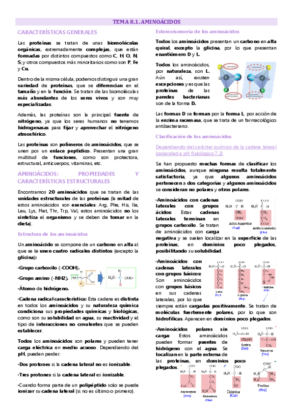 Miniatura del documento Tema 8.1 química biomolecular, Aminoácidos.pdf