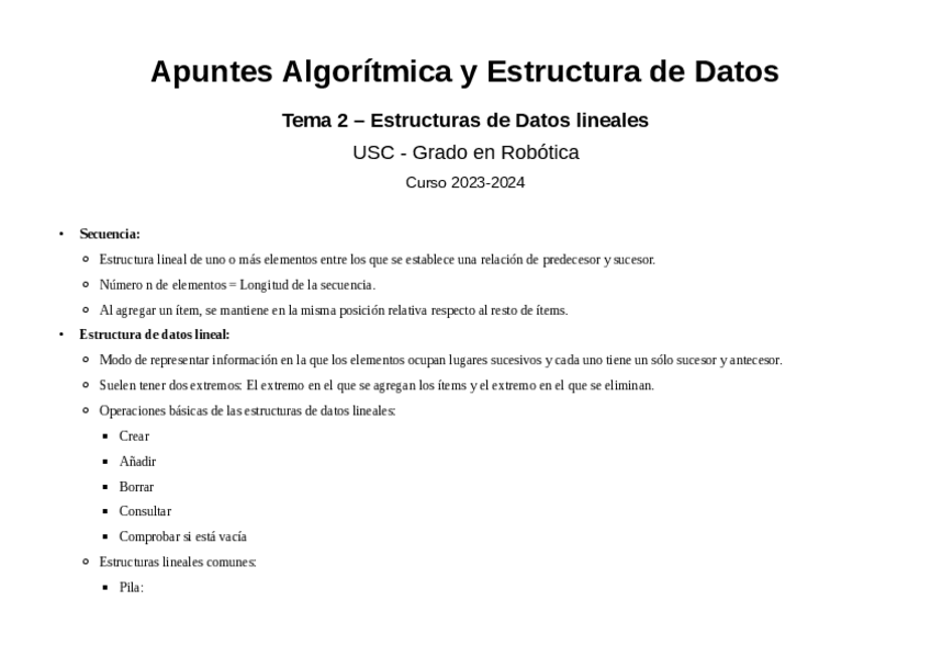 Miniatura del documento Resumen - Tema - 2 - Estructuras lineales.pdf