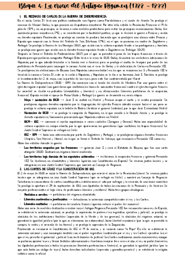 Miniatura del documento EVAU HISTORIA DE ESPAÑA | LA CRISIS DEL ANTIGUO RÉGIMEN (1788 – 1833).pdf