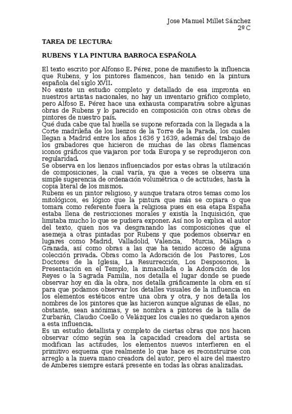 Miniatura del documento Jose Manuel Millet Sanchez. Lectura. Rubens y la pintura española. .docx