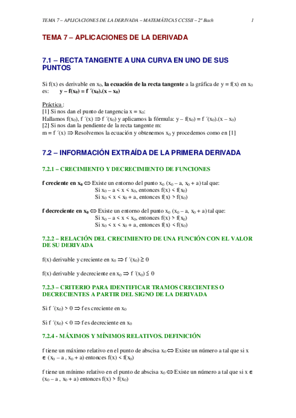 Miniatura del documento 7. APLICACIONES DE LA DERIVADA. 2 CS.pdf