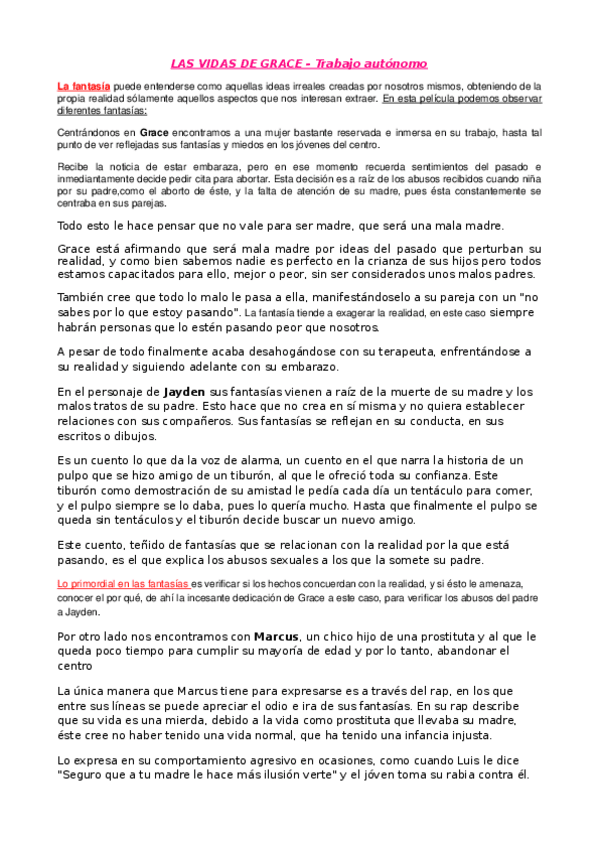 Miniatura del documento Trabajo autónomo.LAS VIDAS DE GRACE..odt