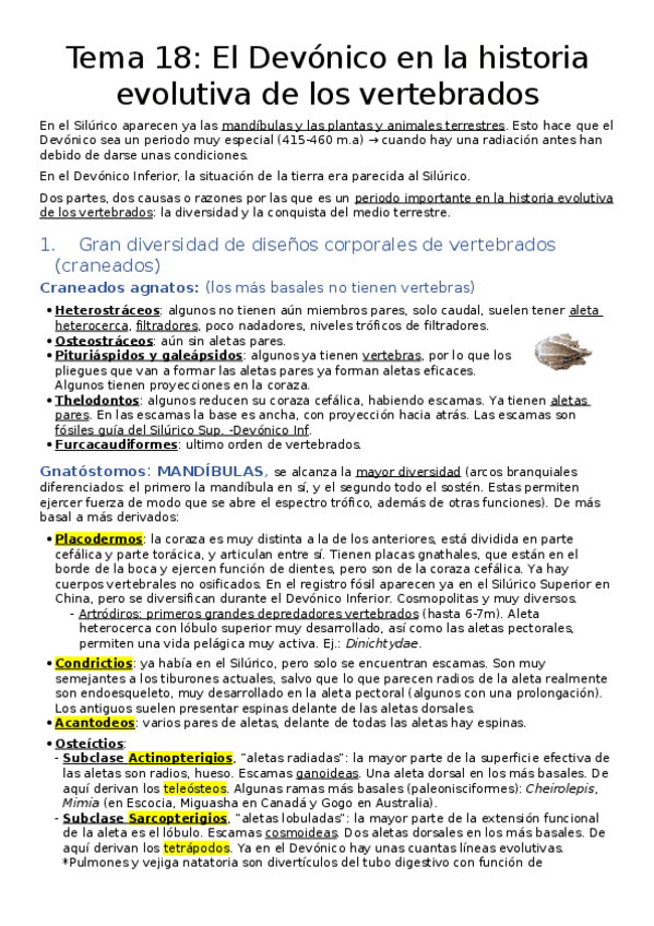 Miniatura del documento Tema 18. El Devónico en la historia evolutiva de los vertebrados.docx